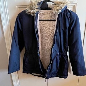 Navy Blue Copper Key Girls Coat in a small
